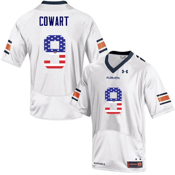 Men's Auburn Tigers #9 Byron Cowart USA Flag Fashion White College Stitched Football Jersey